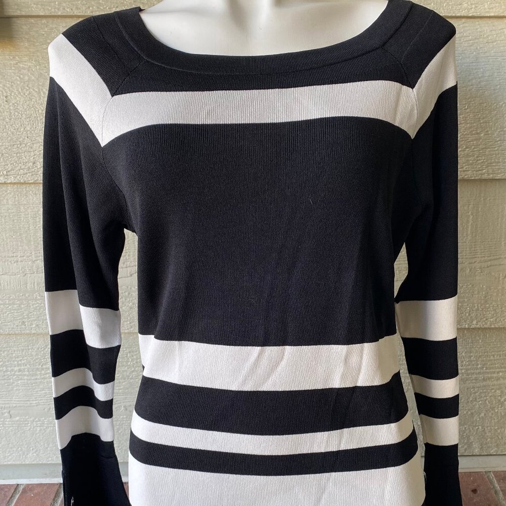 INC Women's Striped Long Sleeve Top